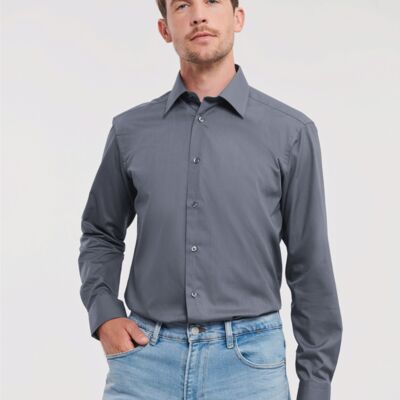 Men's Long Sleeve Tailored Polycotton Poplin Shirt Thumbnail